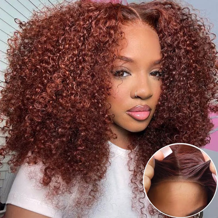 Glueless Curly Wig – Reddish Brown 13x4