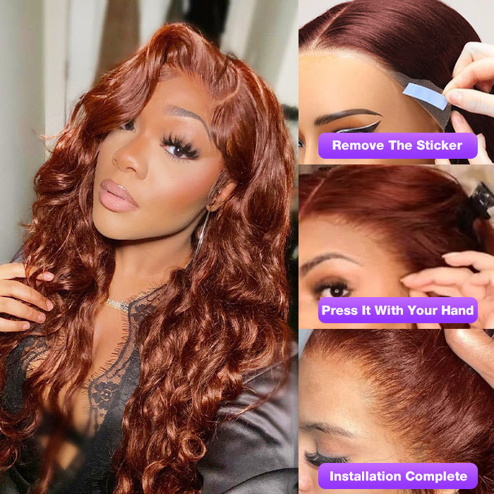 Reddish Brown Body Wave Wig – Glueless 13x4 Lace