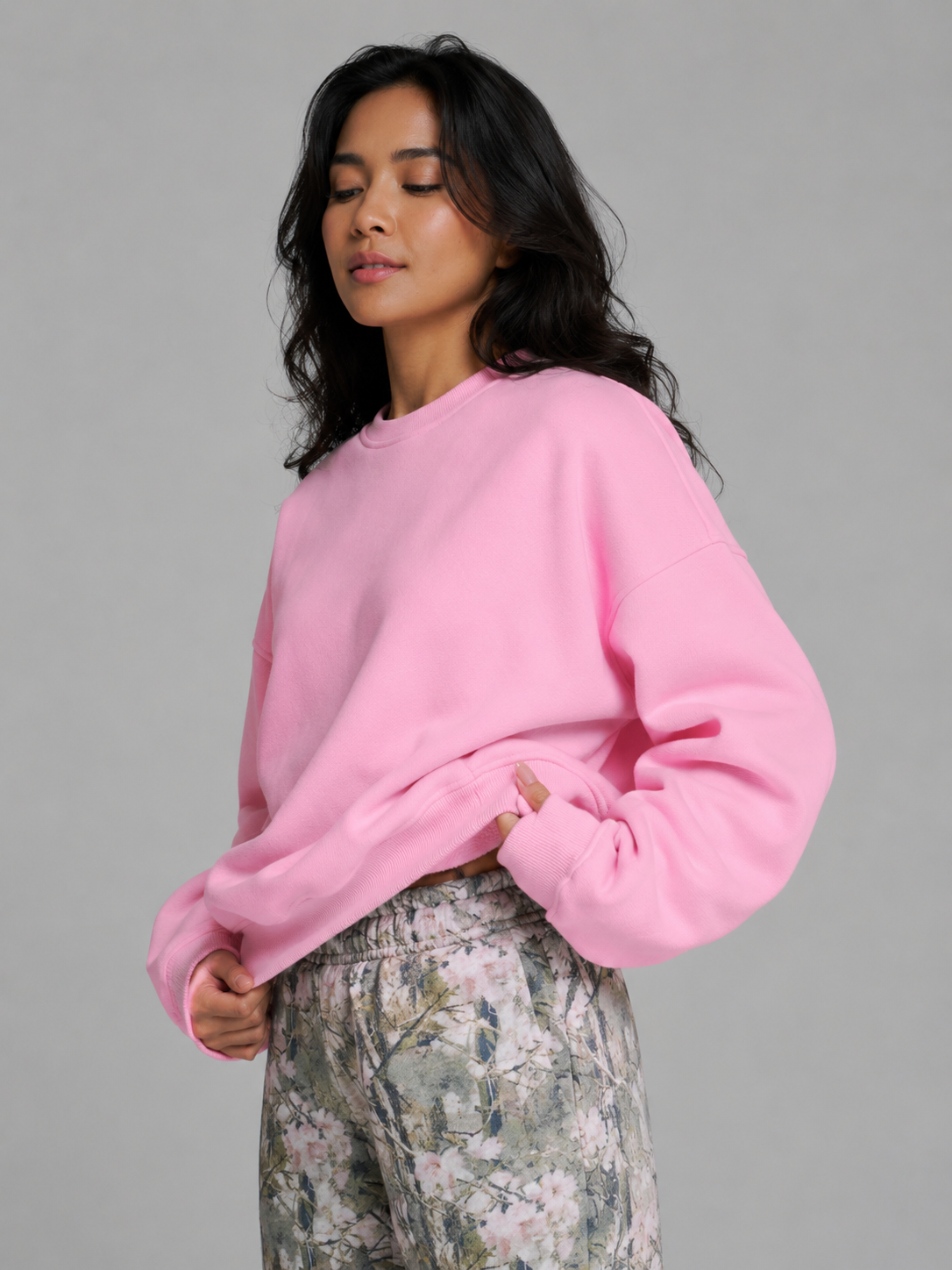 Plush Fleece Crew Pullover - Plastic Pink