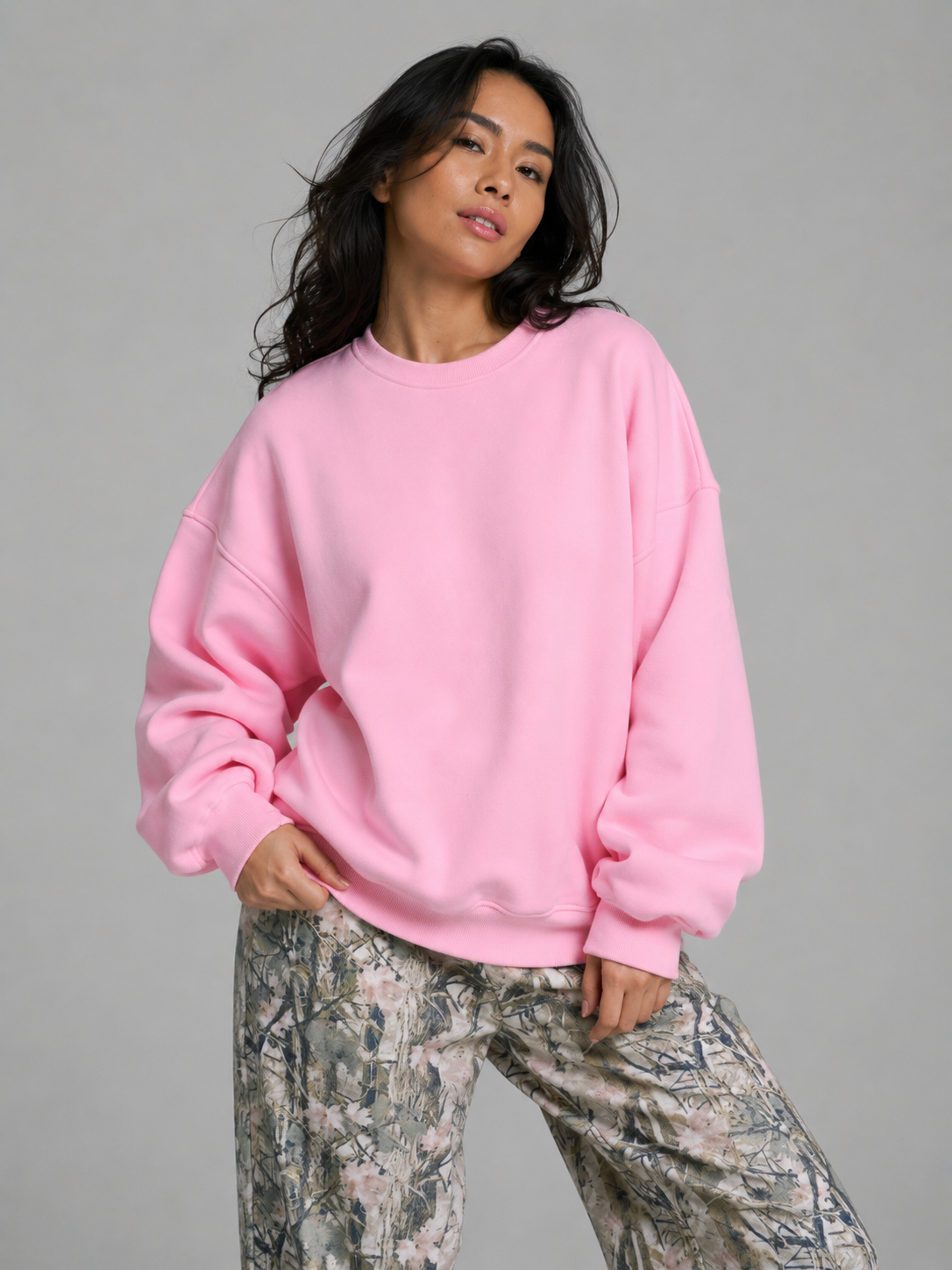 Plush Fleece Crew Pullover - Plastic Pink