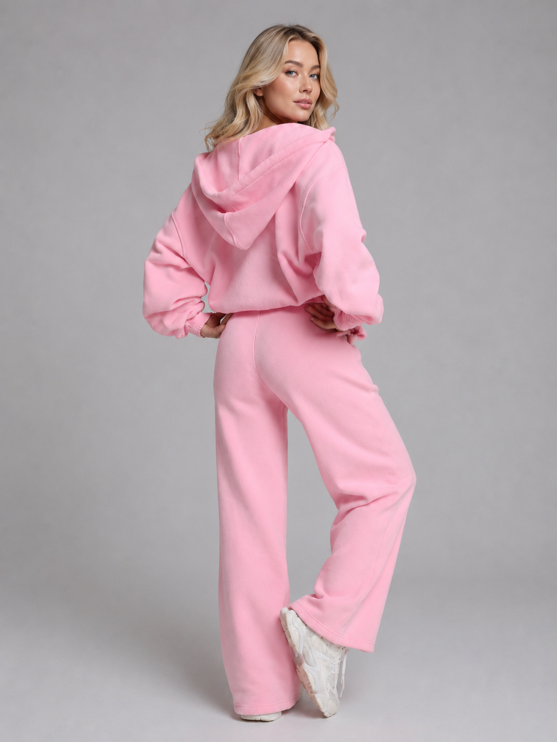 Plush Fleece Zip Hoodie - Plastic Pink