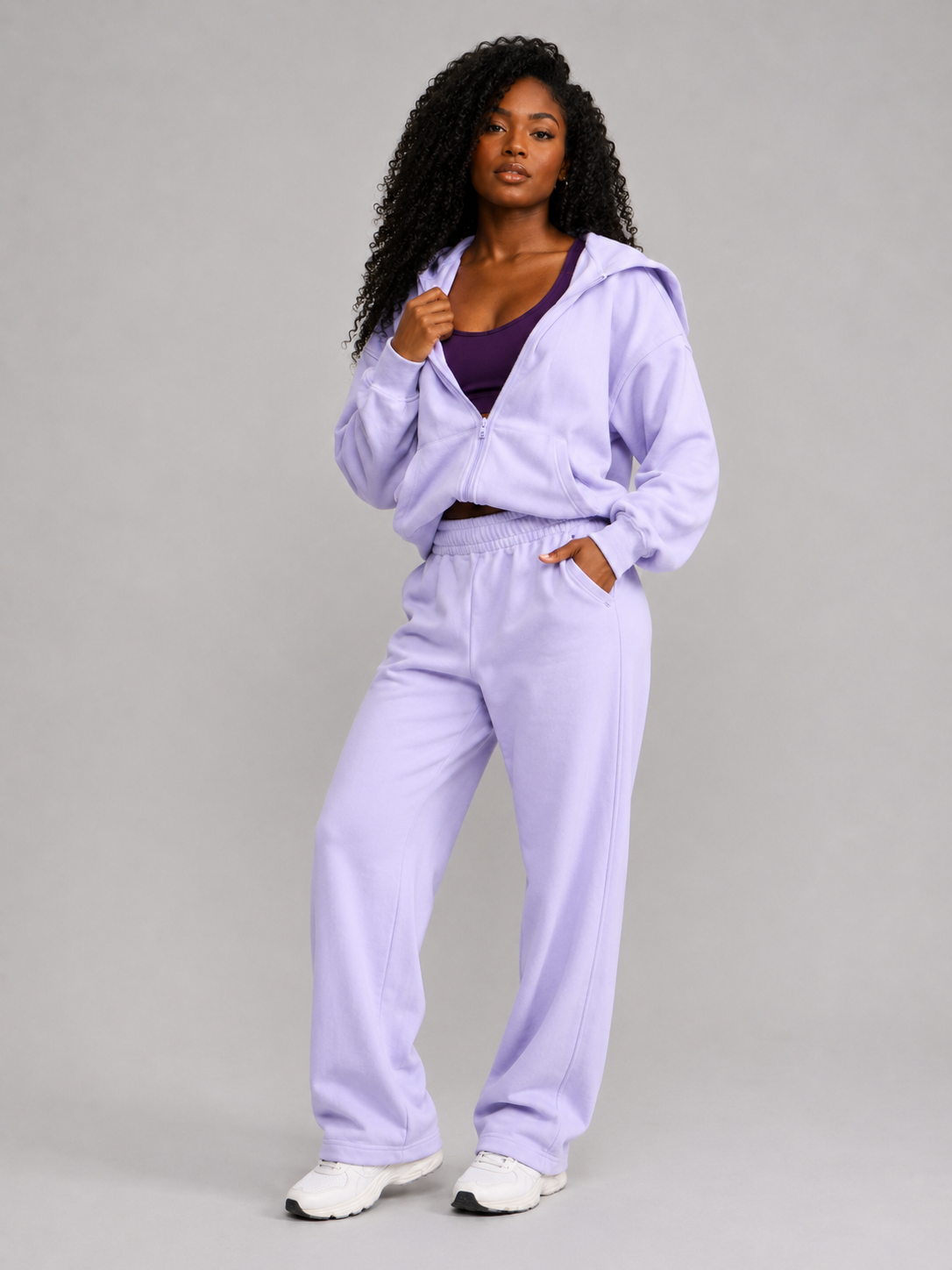 Full Zip Cloud Hoodie - Frosted Purple