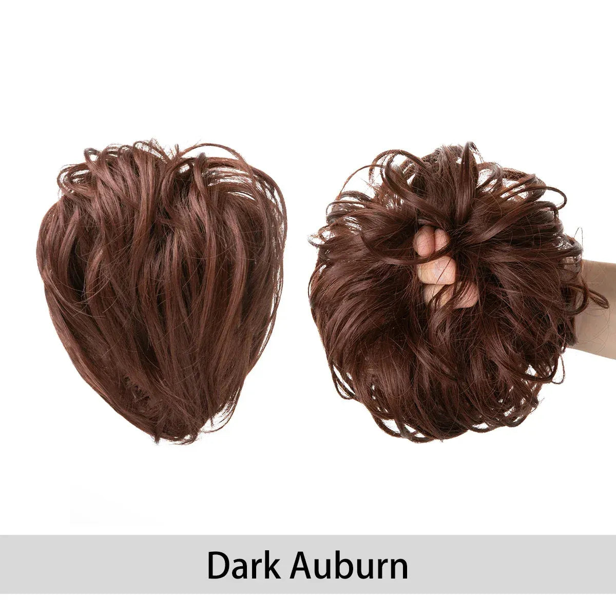 Curly Hair Bun Scrunchie – Instant Volume & Effortless Style - dark auburn - Lyvelle