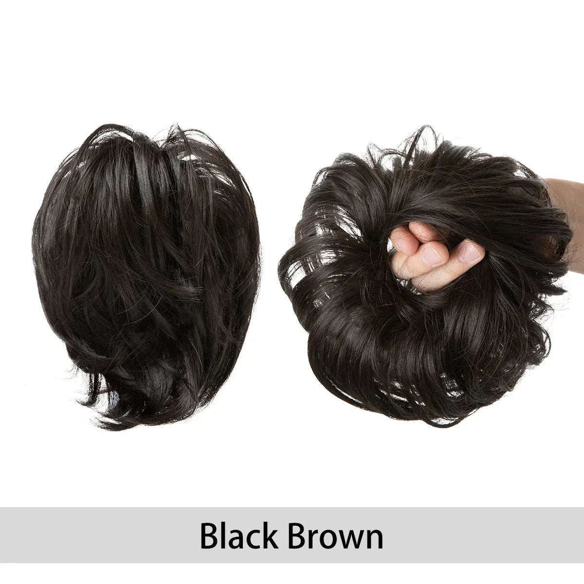 Curly Hair Bun Scrunchie – Instant Volume & Effortless Style - black brown - Lyvelle