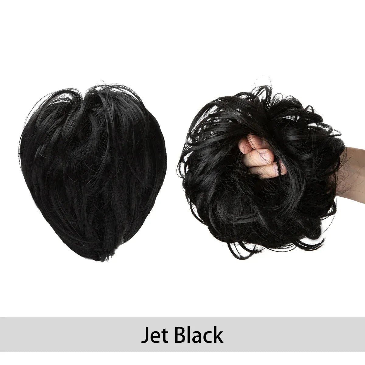 Curly Hair Bun Scrunchie – Instant Volume & Effortless Style - jet black - Lyvelle