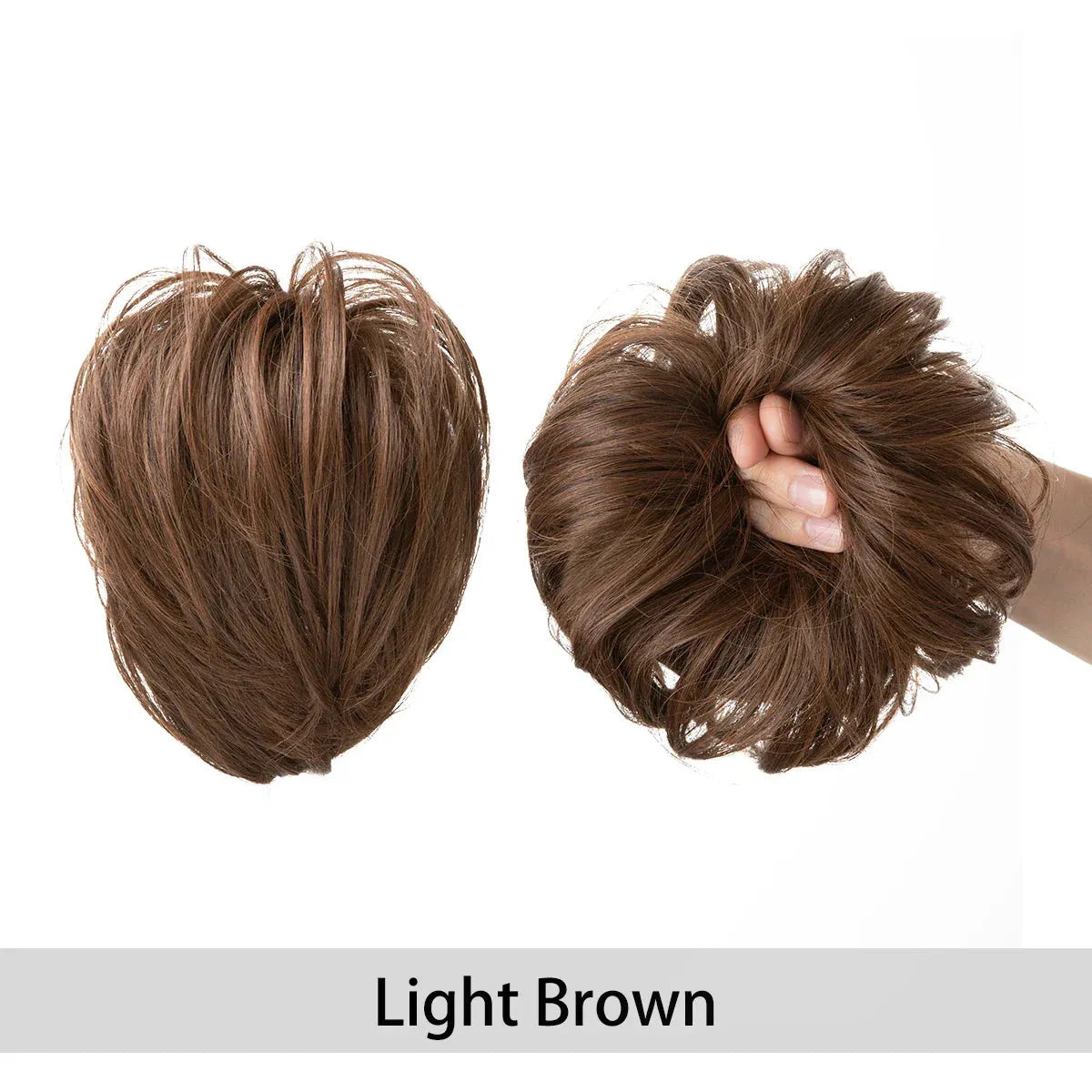 Curly Hair Bun Scrunchie – Instant Volume & Effortless Style - light brown - Lyvelle