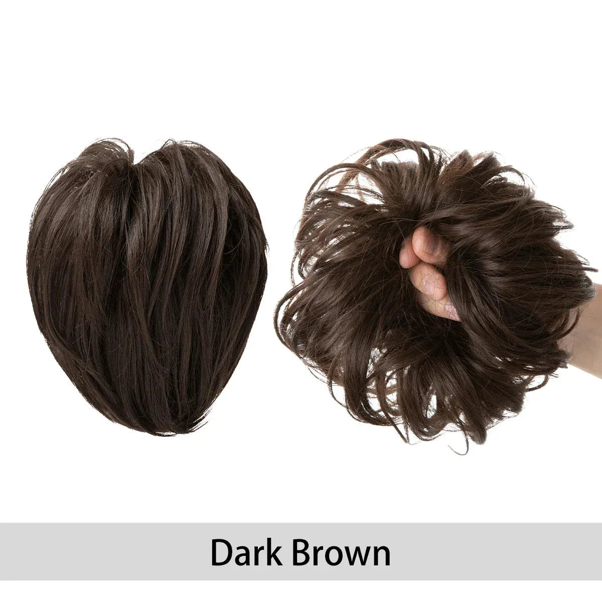 Curly Hair Bun Scrunchie – Instant Volume & Effortless Style - dark brown - Lyvelle