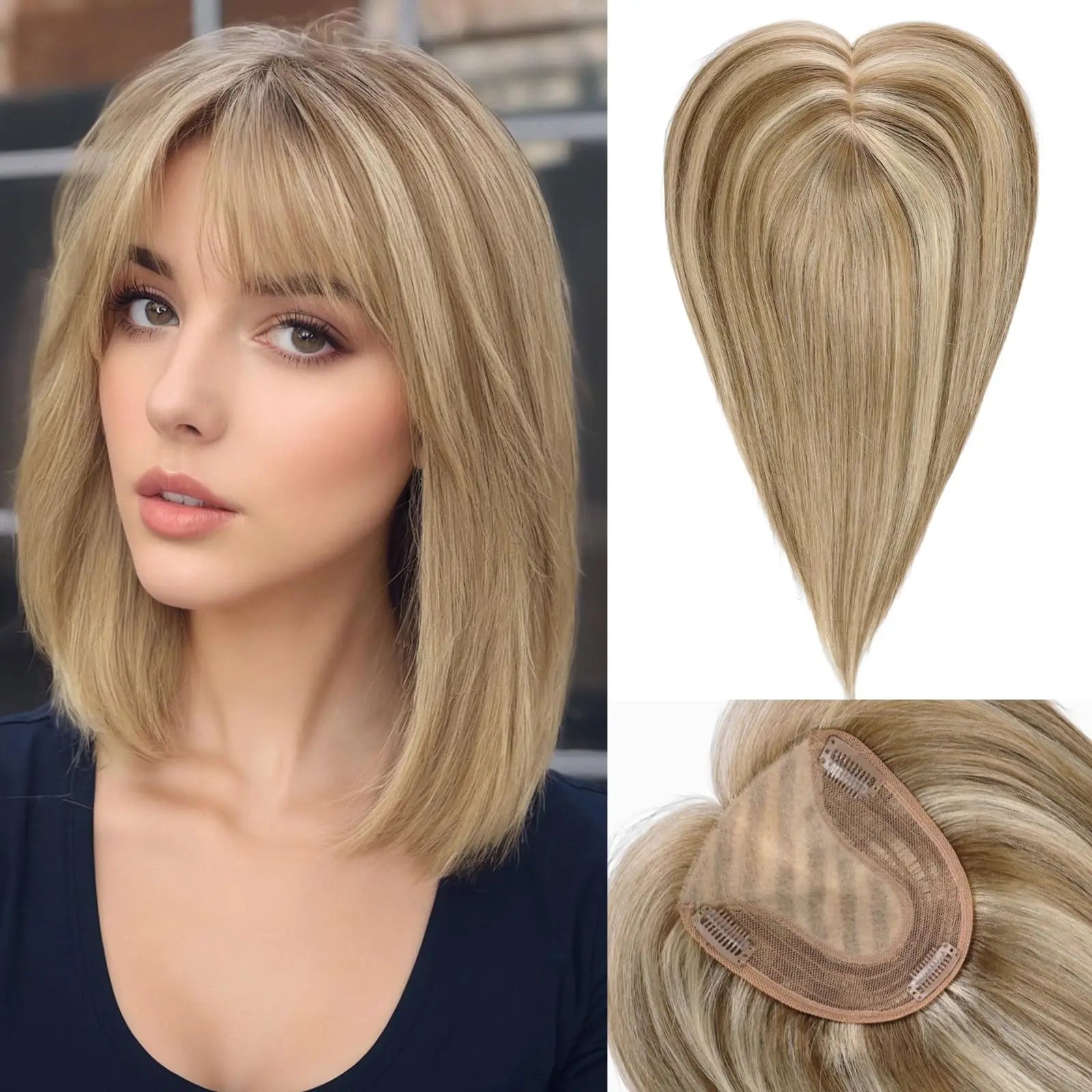 14” Hair Topper with Bangs & Silk Base