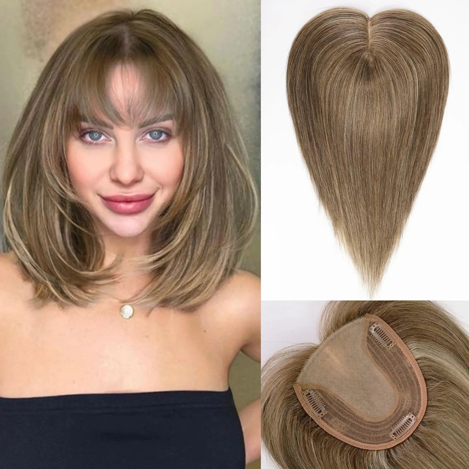 14” Hair Topper with Bangs & Silk Base