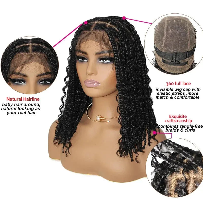 12” Boho Braid & Curl Lace Wig – 360° Lace Front