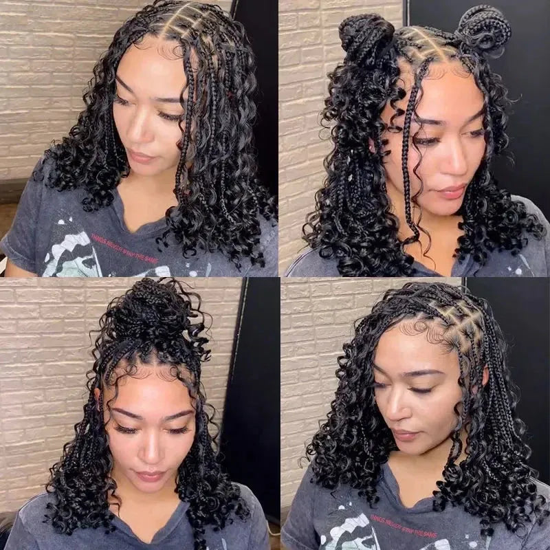 12” Boho Braid & Curl Lace Wig – 360° Lace Front
