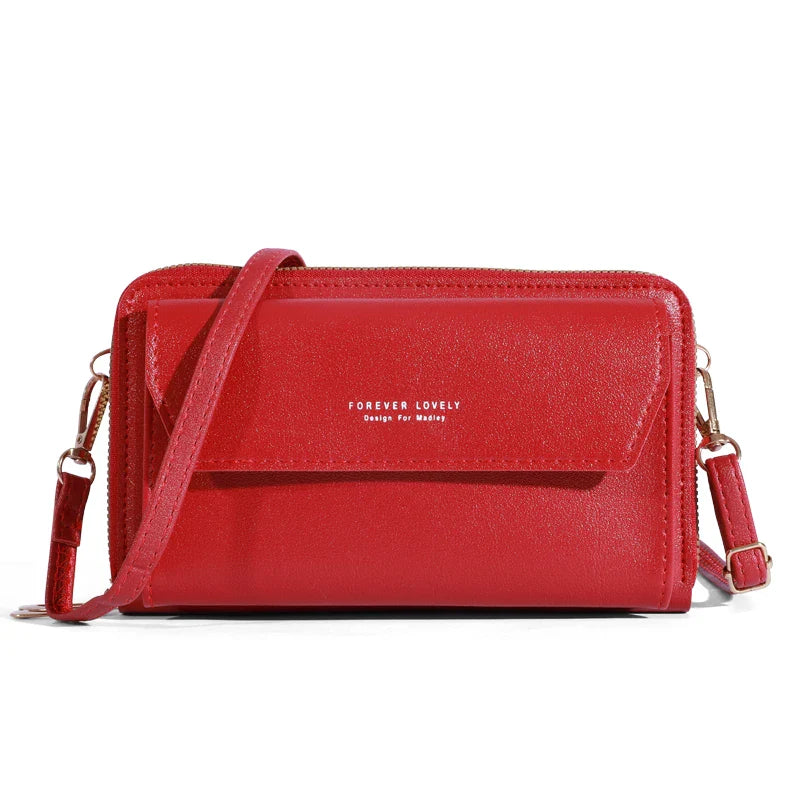 Tri-Compartment Crossbody Wallet Bag