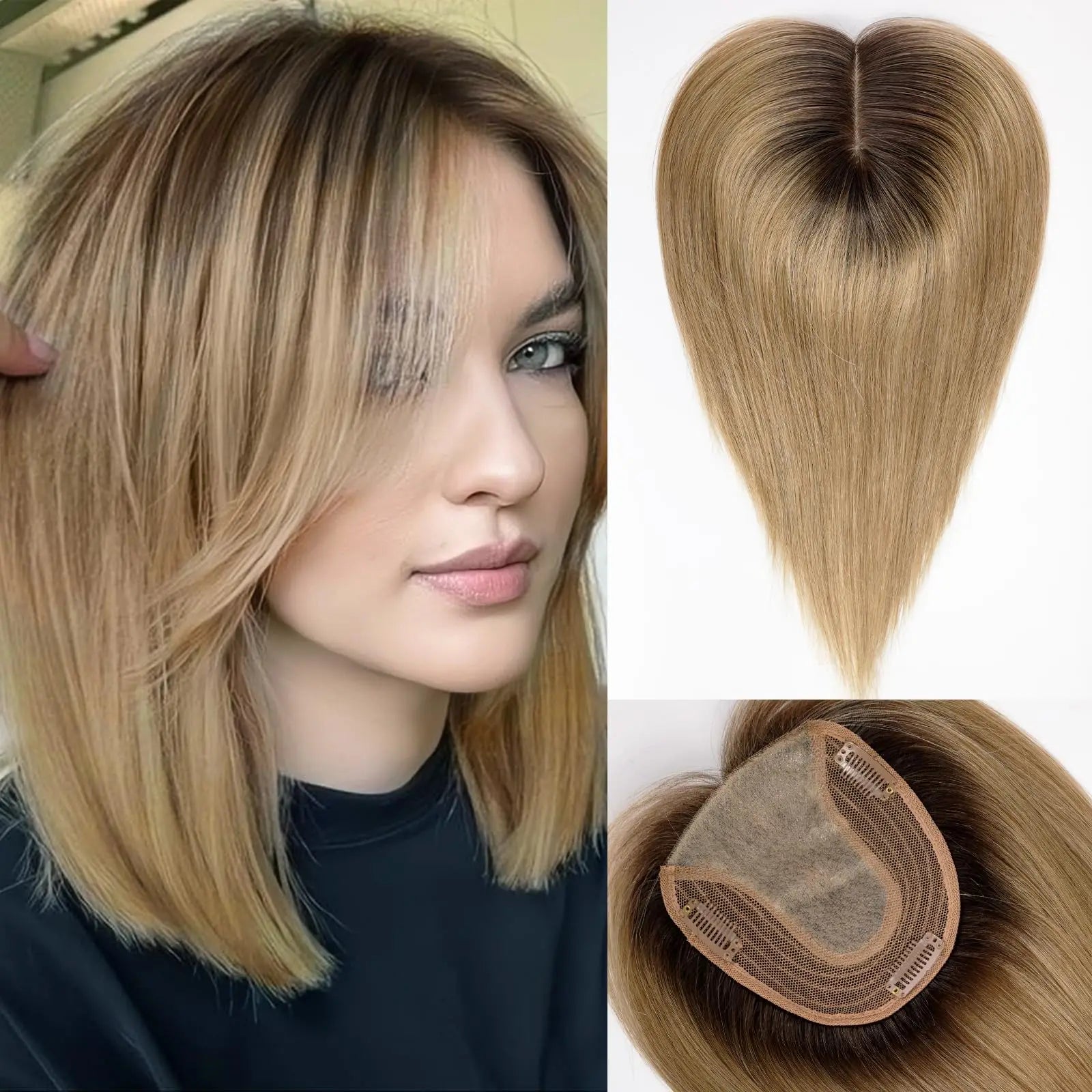 14” Hair Topper with Bangs & Silk Base