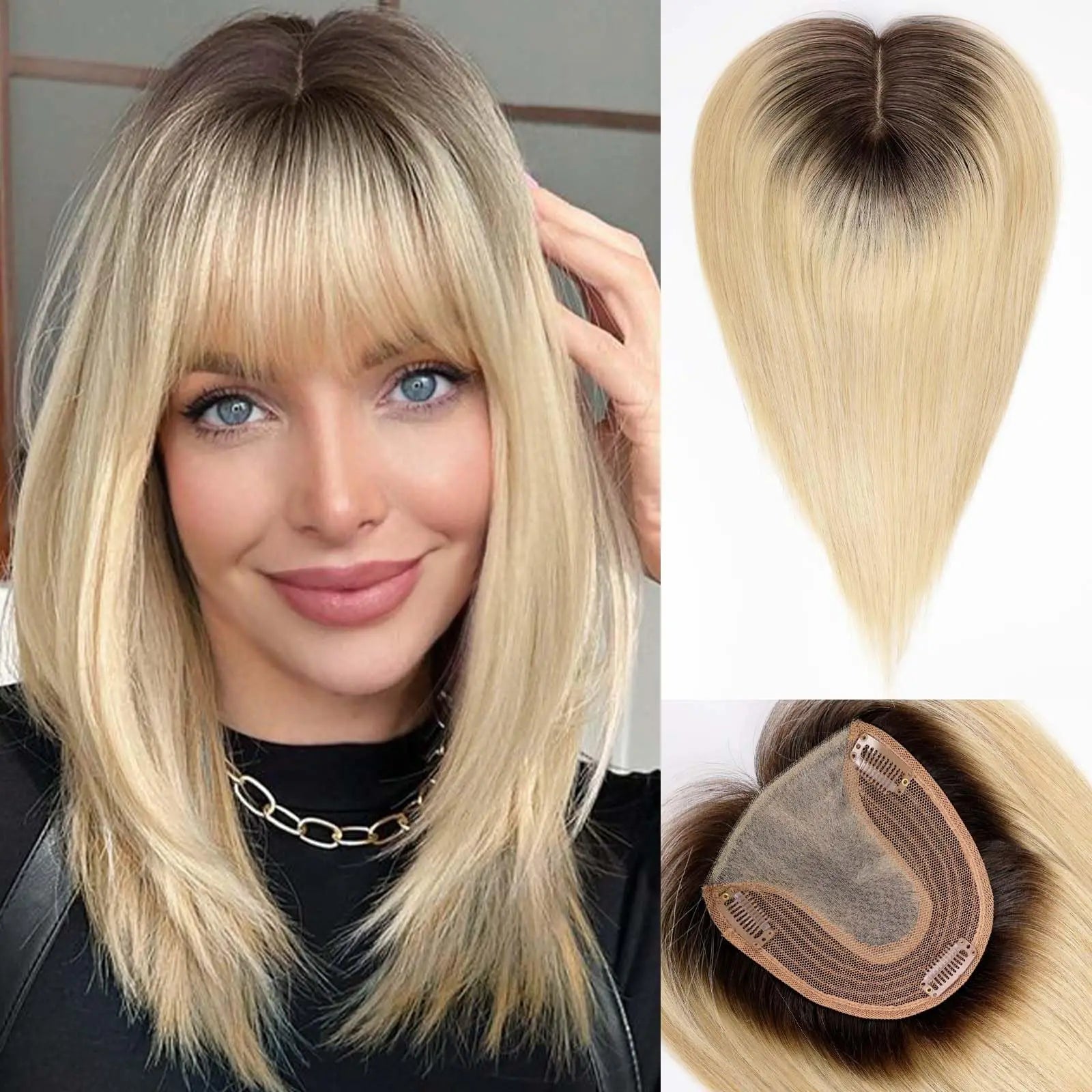 14” Hair Topper with Bangs & Silk Base