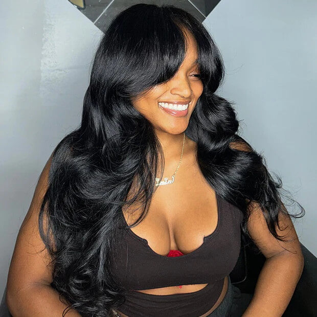 Body Wave Wig with Curtain Bangs – HD Lace Glueless