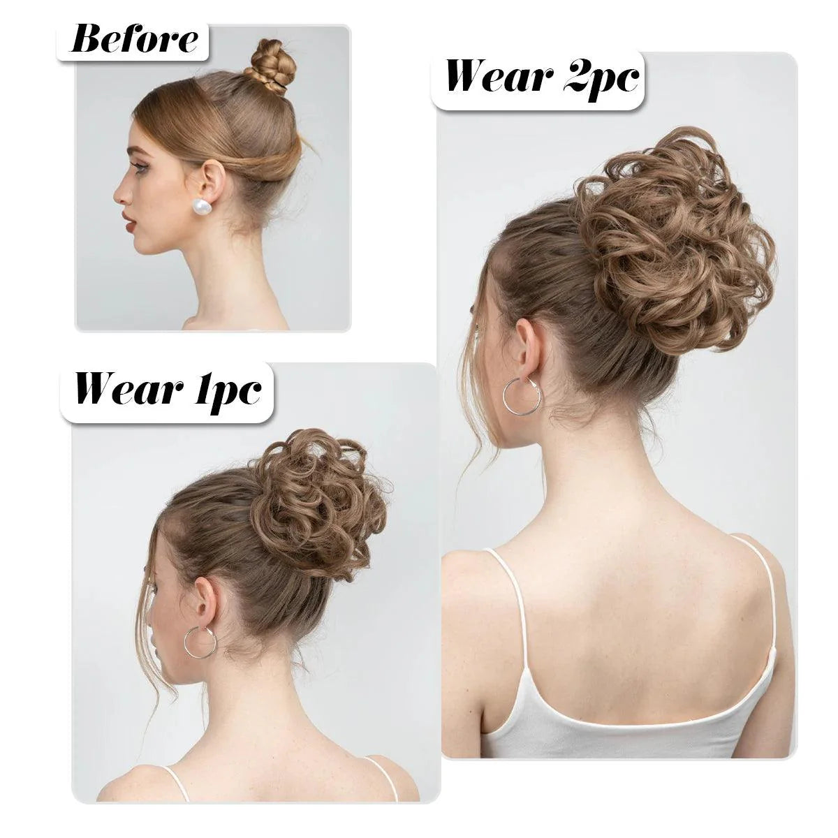 Curly Bun Hairpiece with Elastic – Instant Volume in Synthetic Fiber
