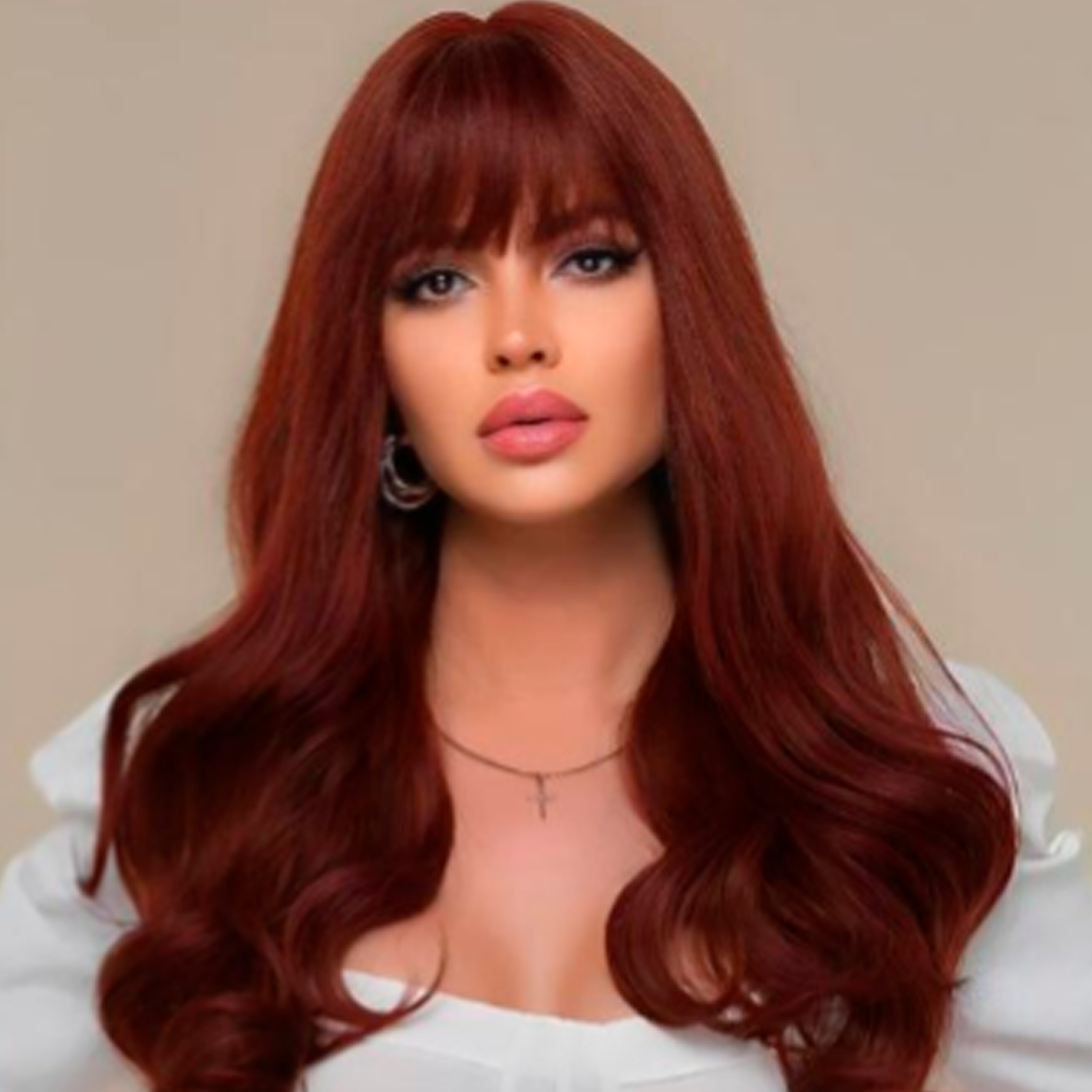 Long Wavy Ombre Wig with Bangs