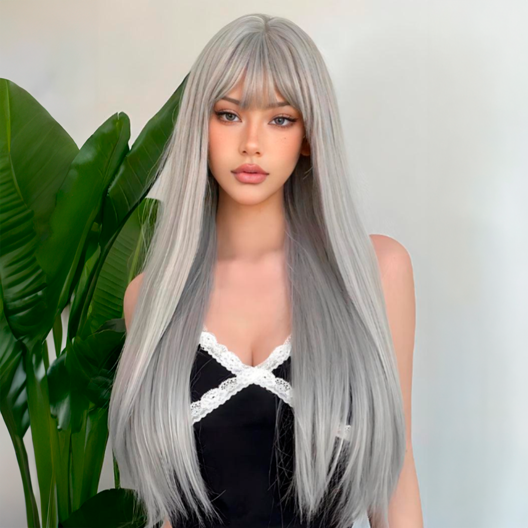 White Straight Wig – Extra Long 26"+