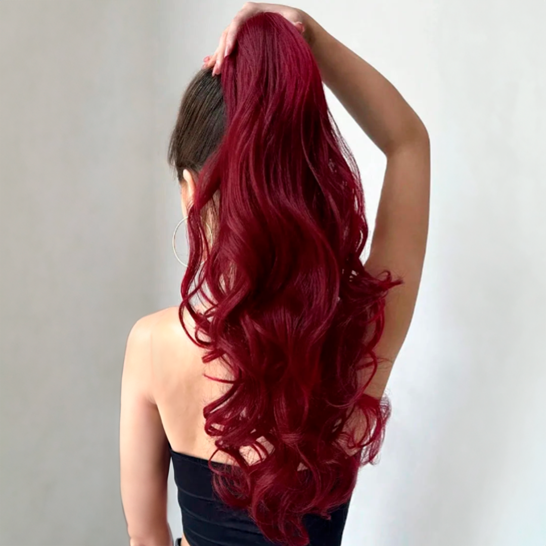 24" Multicolor Wavy Ponytail – Claw Clip Style