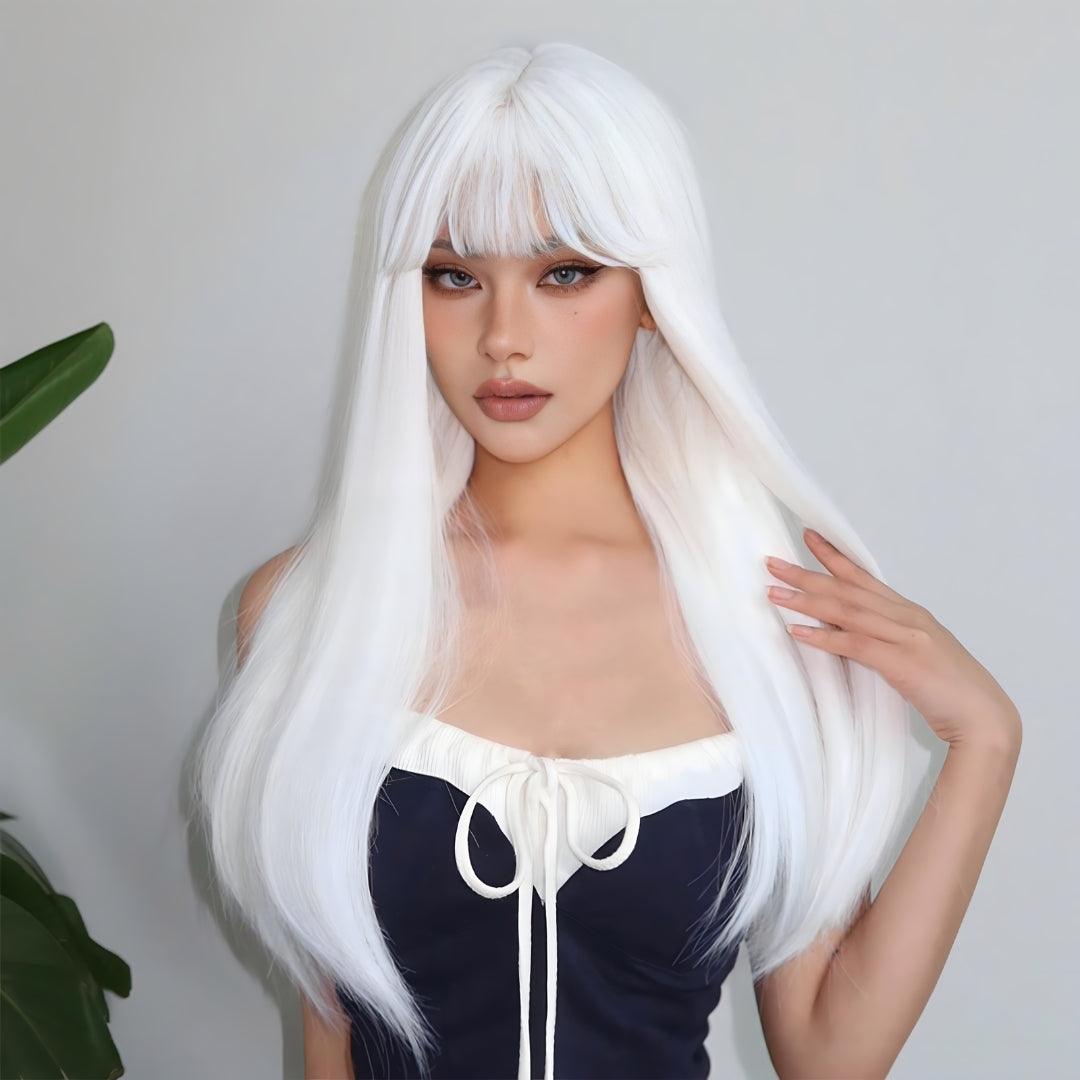 White Straight Wig – Extra Long 26"+