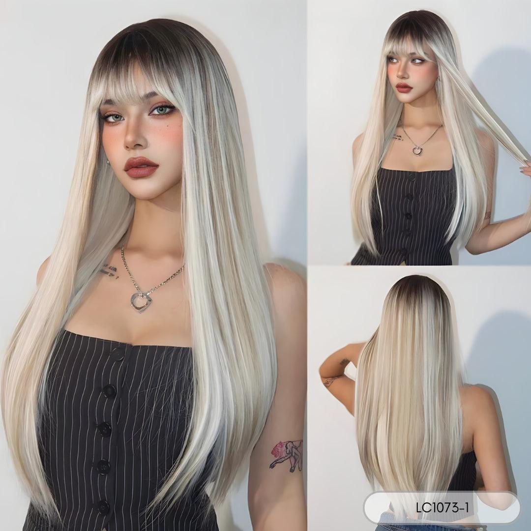 White Straight Wig – Extra Long 26"+