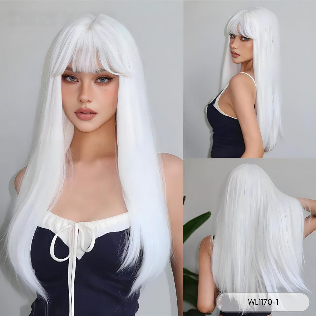 White Straight Wig – Extra Long 26"+
