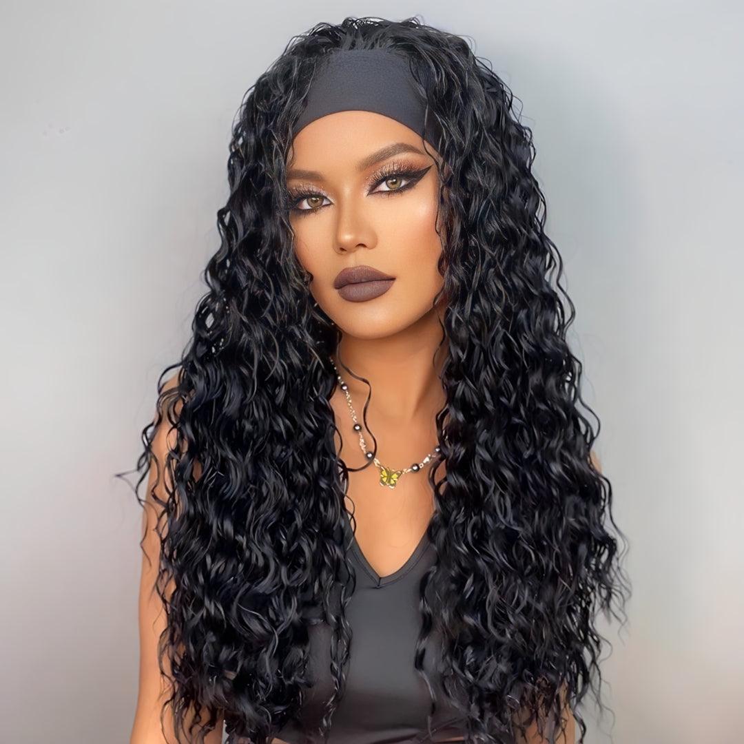 Deep Wave Headband Wig – Natural Black