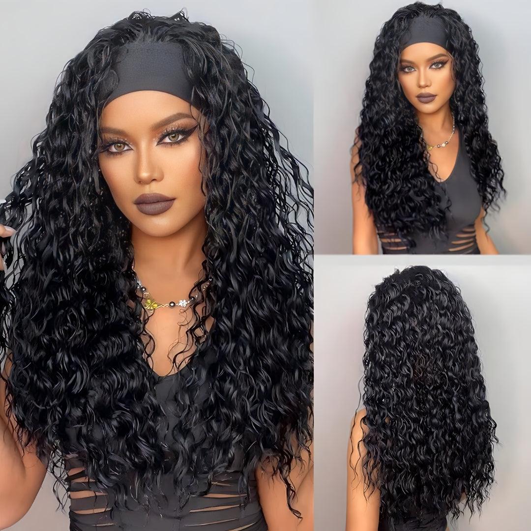Deep Wave Headband Wig – Natural Black