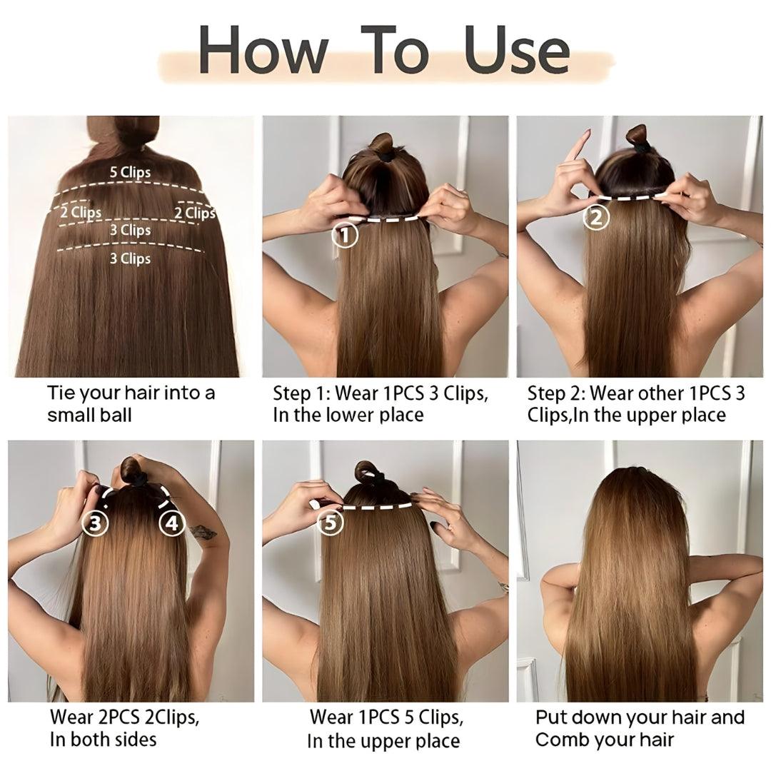 22” Deep Wave Clip-In Hair Extensions – Jet Black (6-Piece Set)