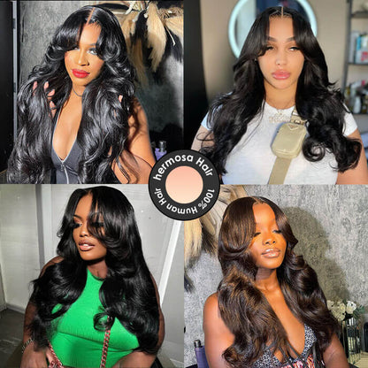 Body Wave Wig with Curtain Bangs – HD Lace Glueless