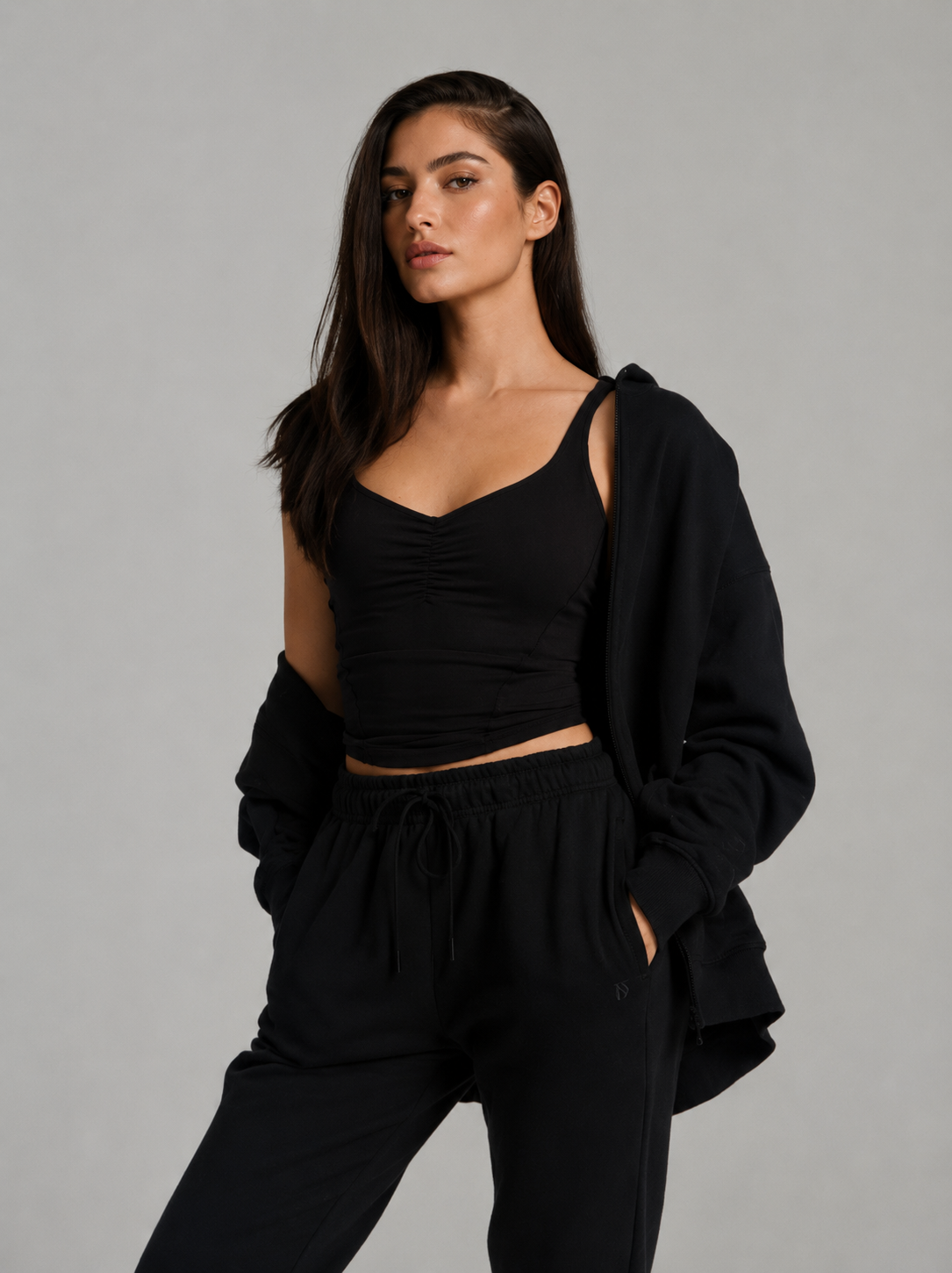 Threads Zip Hoodie - Onyx Black