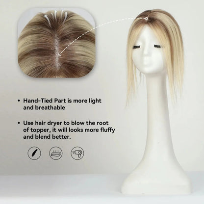 12-Inch Lace Base Hair Topper with Clips – 100% Remy Human Hair Volume - 12" / Straight / HTFK001 - Lyvelle