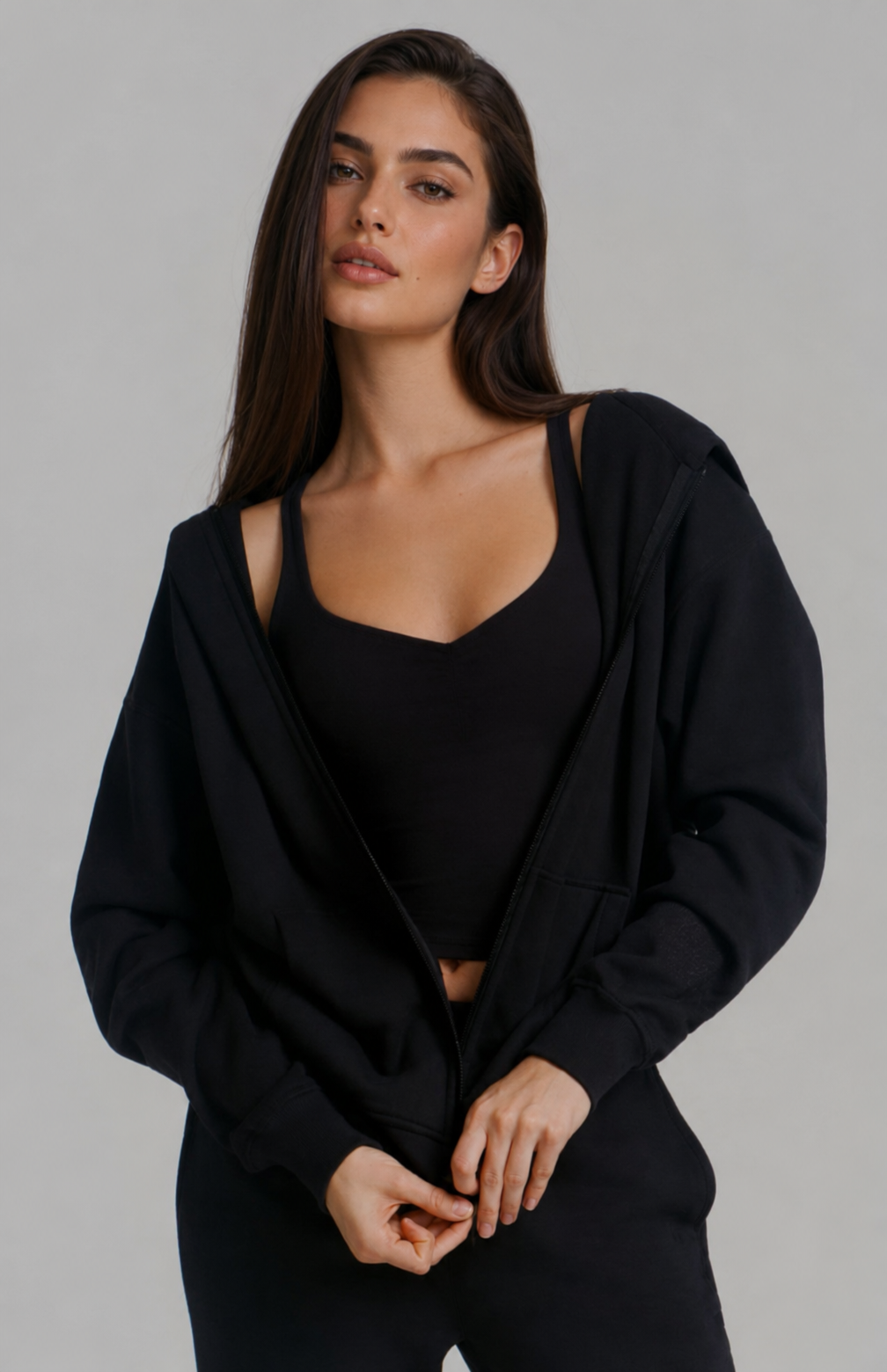 Threads Zip Hoodie - Onyx Black