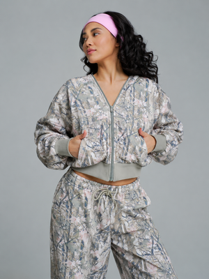 Plush Fleece Zip Hoodie - Pink Camo