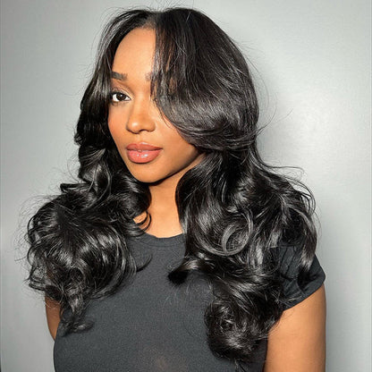 Body Wave Wig with Curtain Bangs – HD Lace Glueless