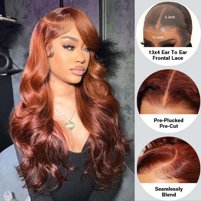 Reddish Brown Body Wave Wig – Glueless 13x4 Lace