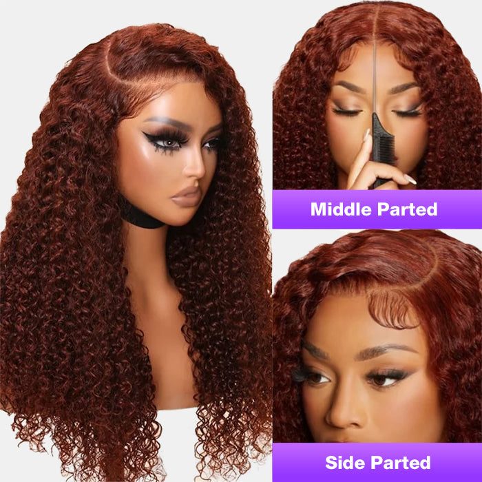 Glueless Curly Wig – Reddish Brown 13x4