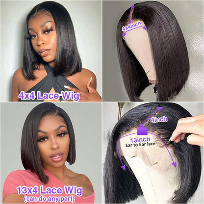 Premium Double Drawn Straight HD Lace Glueless Wig - Pre-Plucked & Bleached for Effortless Wear - 10 / 8x5 Pre Cut Lace / Natural Black - Lyvelle
