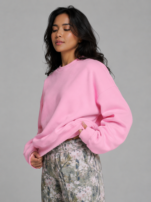 Plush Fleece Crew Pullover - Plastic Pink
