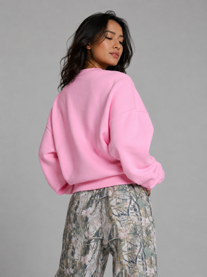Plush Fleece Crew Pullover - Plastic Pink