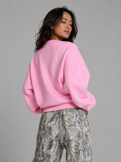 Plush Fleece Crew Pullover - Plastic Pink