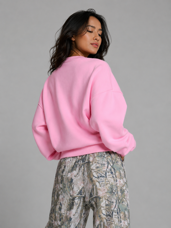 Plush Fleece Crew Pullover - Plastic Pink