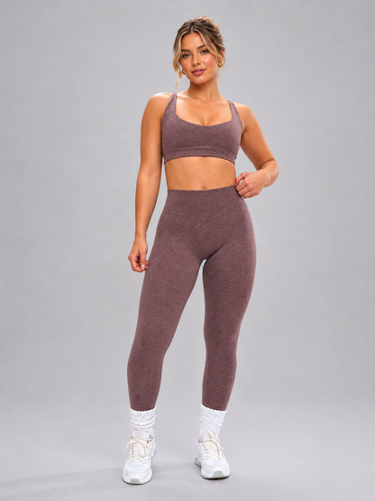 Dream Heathered Legging - Mocha Berry
