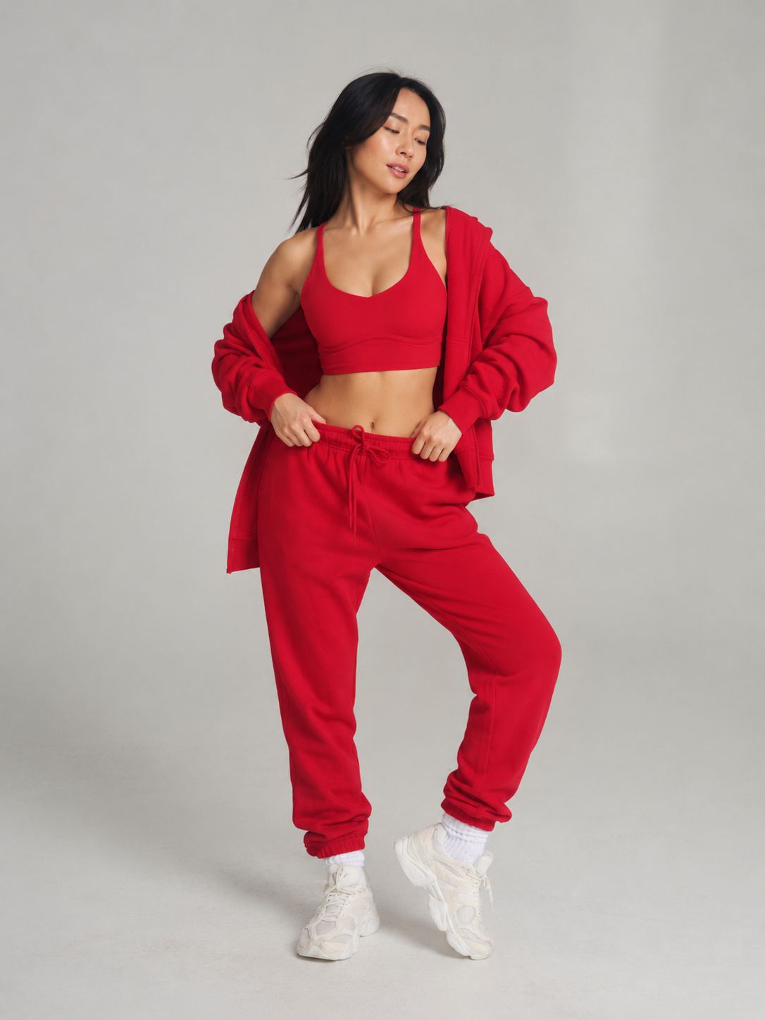 Threads Zip Hoodie - Lipstick Red