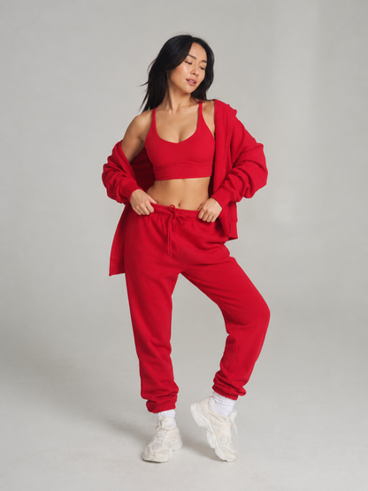 Threads Zip Hoodie - Lipstick Red