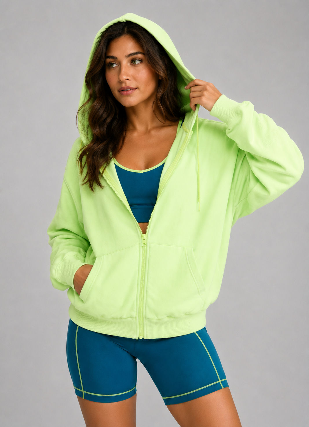 Full Zip Cloud Hoodie - Lima Bean