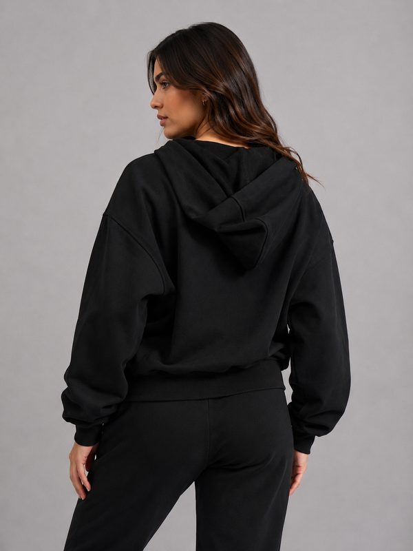 Full Zip Cloud Hoodie - Onyx Black