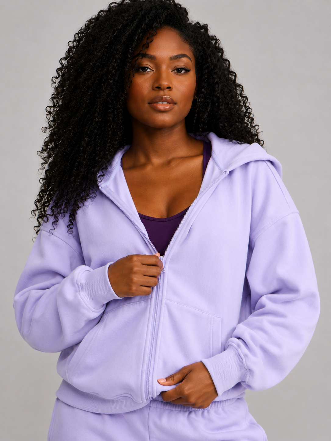 Full Zip Cloud Hoodie - Frosted Purple