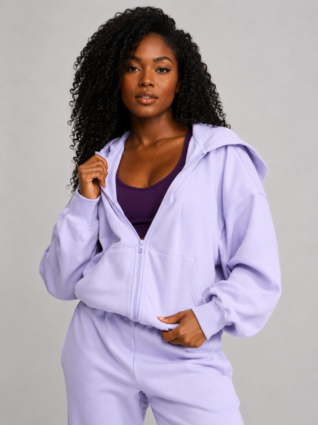 Full Zip Cloud Hoodie - Frosted Purple