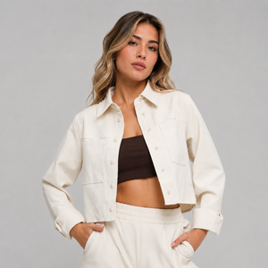 Snap Crop Jacket - Bone